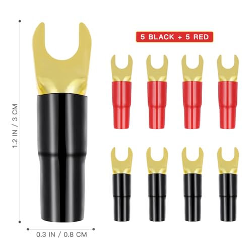 5 Pairs Spade Terminal Crimp Terminals Crimp Barrier Spades Copper Spade Crimp Connectors 8ga Terminal Speaker Wire Connectors