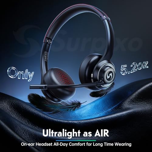 Wireless Headset with Mic for Work, Dual-Mode Headphones 50H Talk | ENC Noise-canceling Microphone, Bluetooth& 2.4GHz Dongle, Clear Calls & Mic Mute, for Laptop, PC, Phone, Office, Call Center - color: Black