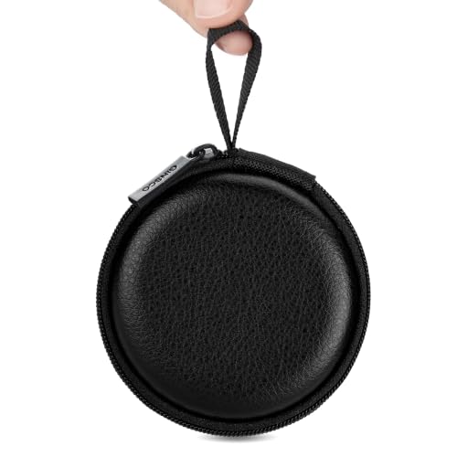 Ginsco Mini-Portable Hard Shell Earbuds Case for Apple EarPods Headphones USB-C Wired Ear Buds/Skullcandy Jib Wired Earbuds, Travel Case for Earphones Earplugs (1, Luxe Black) - color: Luxe Black