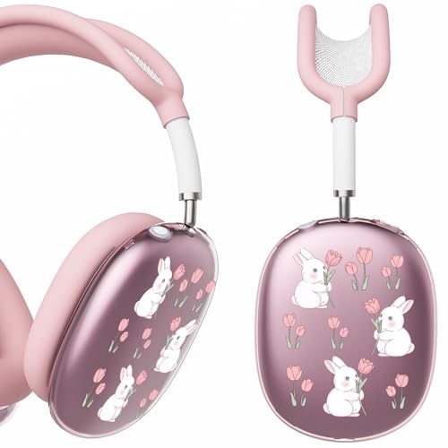 for AirPods Max Headphones Bunny Ear Covers for AirPods Max 2 - color: Bunny Flower B/Pink