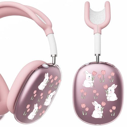 for AirPods Max Headphones Bunny Ear Covers for AirPods Max 2 - color: Bunny Flower B/Pink