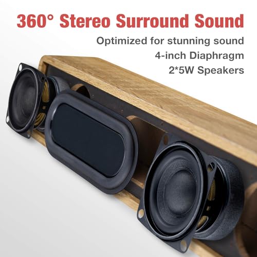 MICA Computer Speakers, Vintage Wired Computer Sound Bar, Retro Wooden Mini Soundbar, USB Powered PC Speakers for Desktop Monitor, Laptop, Tablet, 3.5mm Aux Connection, Angled (Yellow)