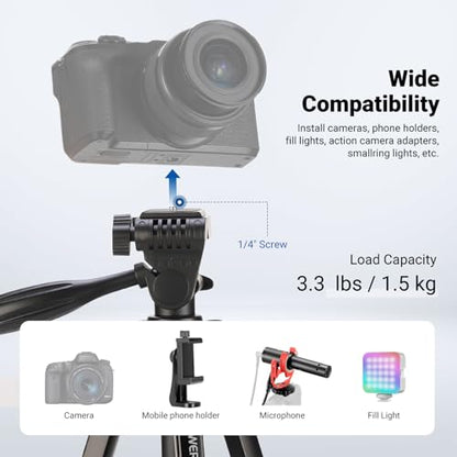 NEEWER Entry Level Version Tripod for Cell Phone & Camera, Metal Lightweight Portable Travel Stand with Cold Shoe Cellphone Holder Mount Compatible with iPhone for Video Recording Filming, TP53 - style: TP53