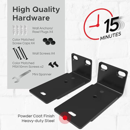 Adjustable Soundbar Wall Mount for Bose Sound Bar, Black, Pair | Compatible with Bose 300/500/550/600/700/900 Lifestyle Ultra, Smart Sound Bar, TV Speaker, Mounting Under TV Bracket, Black - color: Black