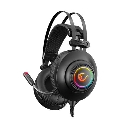 Rampage RM-K1 Pulsar 7.1 Virtual Surround Sound RGB Gaming Headset – 50mm Drivers, Flexible Microphone, Noise Isolation, Comfortable Over-Ear Design – USB Wired (Black) - color: Black