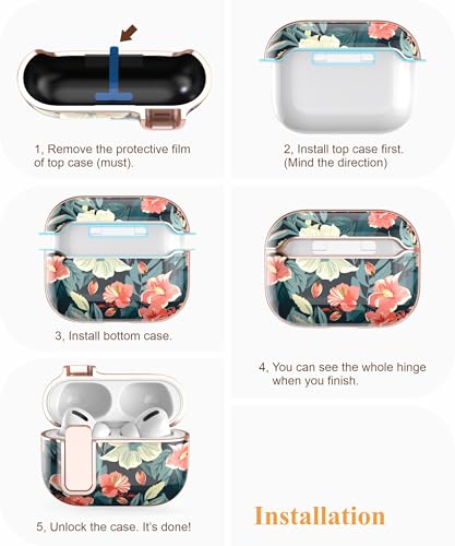 TATOFY for AirPods Pro 2nd Generation Case with Lock Carabiner Cleaner, Slim AirPod Pro 1st & 2nd Hard Case Cover, Compatible with MagSafe (Blue) - color: Blue, size: AirPods Pro 1st & 2nd Gen