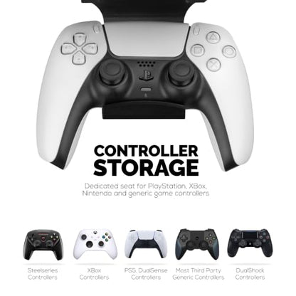 BRAINWAVZ Under Desk Mount & Game Controller Hanger for SteelSeries Arctis Nova Pro, Elite and Pro Omni Wireless Base Station – Easy Install with Screws or VHB Tape – Clean, Organized Gaming Setup - color: UM02