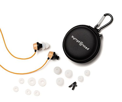 Symphonized ALN Premium Genuine Wood in-Ear Noise-isolating Headphones, Earbuds, Earphones with Mic (Orange Stripe) - color: Orange Stripe