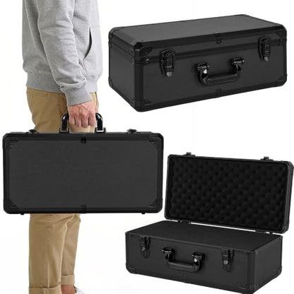 20 Inch Carrying Case with Customizable Pre-Diced Foam | Aluminum Case, Aluminum Alloy Sturdy Build, Storage Case for Microphone, Equipment, Camera, Tools, Recorder, etc - size: 20.4x10.2x7.9 Inch