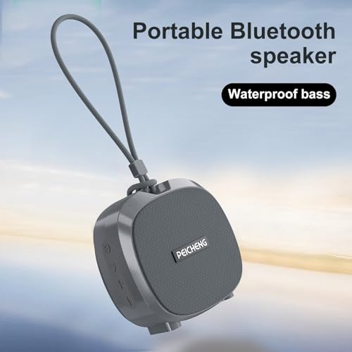 PEICHENG Speaker, Small Portable Bluetooth Wireless IPX5 Waterproof Shower Speaker,Loud Stereo Sound Deep Bass,TWS Paire, RGB Lights,Long Playtime for Outdoor Party, Great Gift,1PC(Gray) - color: Gray