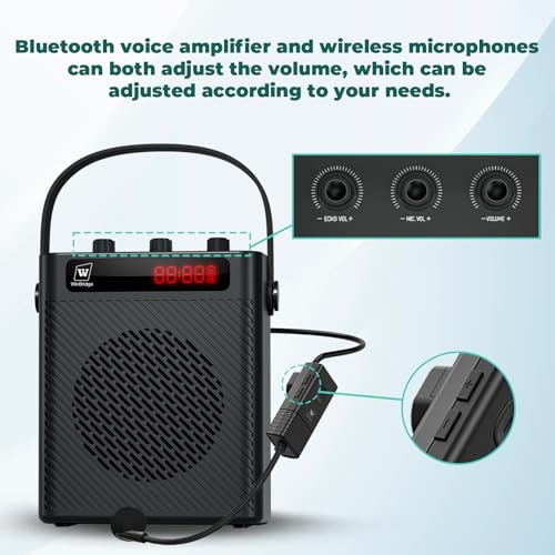 30W Wireless Voice Amplifier with Headset Microphone | Portable Bluetooth 5.3 PA System for Teachers, Personal Rechargeable Megaphone with Speaker for Teaching & Speaking S93