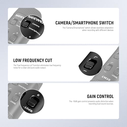 NEEWER 3.5mm TRRS Lavalier Lapel Microphone Plug & Play Mini Clip on Mic Omnidirectional Condenser for Camera Phone PC, Low Frequency Cut, Gain Control, Monitoring Headphone Jack, CM10 - style: CM10(1-Pack)w/3.5mm TRRS Plug