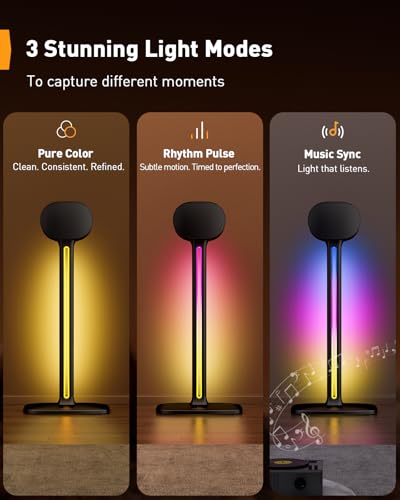 Perlegear Speaker Stands Pair Sonicbeam™ with RGB Lighting for Sonos Era 300, Era 100 & One SL, Universal Surround Sound Speaker Stand Holds to 22 lbs with Cable Management, App & Remote Control - size: Black with LED Light