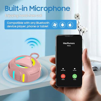 Bluetooth Shower Speake Waterproof，Portable Outdoor Bluetooth Speake with RGB Lights，IPX67 Floating，Built-in Mic，24Hrs Playtime，True Wireless Stereo，Gifts for Teens Boy Girls Women Men - Pink - color: Pink