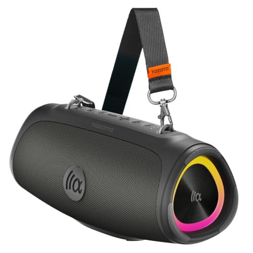 TAZATA Bluetooth Speaker Wireless, 90W Peak Loud Boombox Outdoor Speakers | IPX7 Waterproof, Bass Boost, BT5.3, Broadcast Pairing, 95dB Large Subwoofer, 20H/3.5mm AUX, Portable Speaker for Party, Beach - color: Black