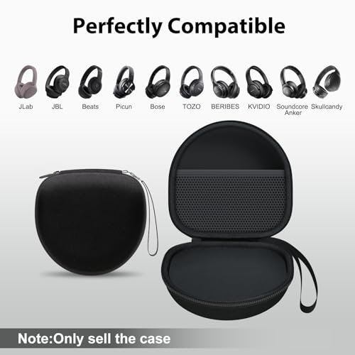 Headphone Case for JLab/Beats/TOZO/JBL/BERIBES/Picun Etc Headphones, Black | for JLab JBuds Lux ANC/Go Lux ANC, Beats Studio Pro/Solo 4 3,TOZO HT3,KVIDIO Etc Headphone, Hard Shell Case for Travel Home - color: Black