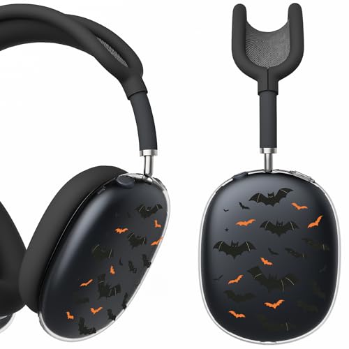 for AirPods Max Headphones Halloween Ear Covers for AirPods Max 2 | Cool Bat Clear Ear Cups Cover | Black Silicone Ear Pad Case Headband Cover for Apple AirPods Max 2/1 (2026/2024/2020) - color: Bat A/Black