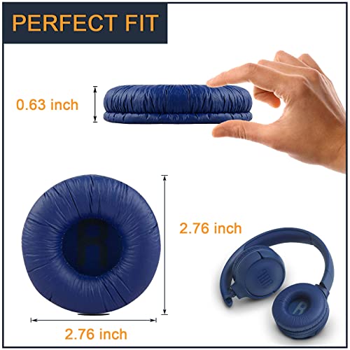 Headphones Replacement Earpads for JBL Tune 600/ T450/ T450BT/ T500BT/ JR300BT/ E35, Ear Pad Replacement Cushions with Protein Leather & Memory Foam - color: Blue