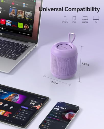ORICO Portable Bluetooth Speaker, 27H Playtime, IPX5, Wireless, Small | Bluetooth 6.0, TWS Pairing, HiFi Sound, Beach Essentials for Home, Outdoor, Camping and Travel, Purple - BG01