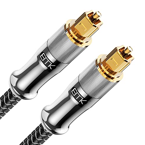 EMK 24K Gold-Plated Optical Audio Cable [8ft/2.4M] - Digital Toslink SPDIF Cable Compatible with Soundbar to TV, Home Theater - High-Speed Fiber Optic Cable (Silver) - color: Silver1, size: 8 Feet/2.4M, style: 24K Gold-Plated Optical
