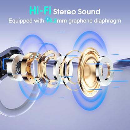 Aptkdoe Wireless Earbuds 75H Bluetooth 5.4 Sport Headphones with Earhooks | IPX7 Waterproof In-ear Buds Feature ENC Noise Cancelling Mic. Stereo Sound Device for Gym Running Workout, Purple Blue - color: Purple Blue