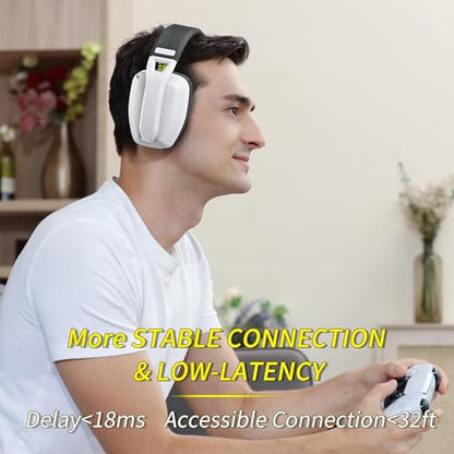 BINNUNE 2.4GHz Wireless Gaming Headset with Mic for PS5, PS4, PC, Mac, PlayStation 4 5, Bluetooth Gaming Headset with Flip Microphone,Headphones for Laptop Computer (Gray)