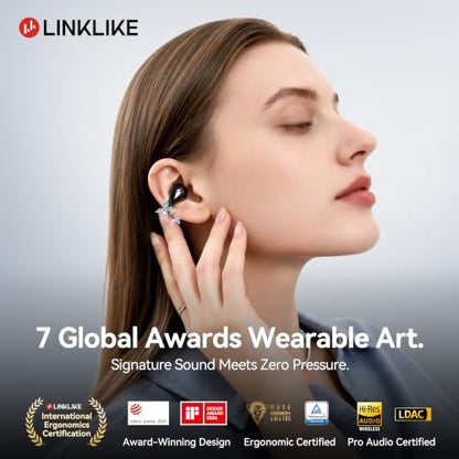 Linklike Air Open Ear Clip-on Earbuds｜Zero-Gravity Wearable Tech｜Butterfly - color: Space Gray