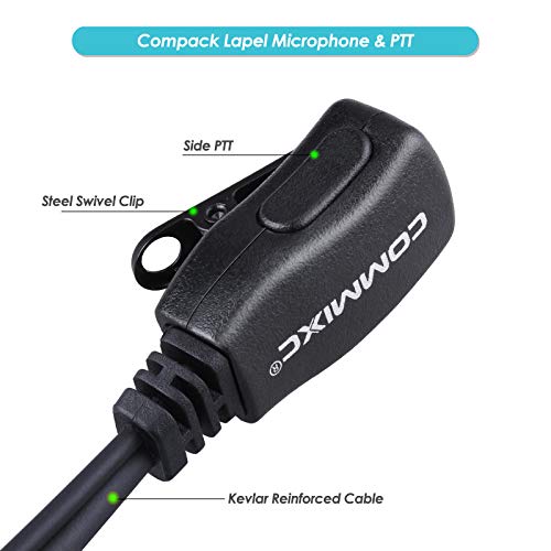 2-Pack Walkie Talkie Earpiece w Mic 2-Pin Compatible with Kenwood Bao Feng | G Shape Walkie Talkie Headset with PTT, Two Way radio Earpiece 3.5mm/2.5mm