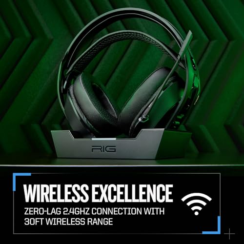 RIG 800 PRO HX Wireless Gaming Headset & Multi-Function Base Station Xbox | Officially Licensed for Xbox Series X|S, Xbox One, PC - Dolby Atmos 3D Audio - 60 Hour Battery - Flip-to-Mute Mic
