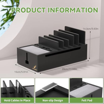 Pezin & Hulin Bamboo Cable Management Box, No Power Adapter -Black - color: Black