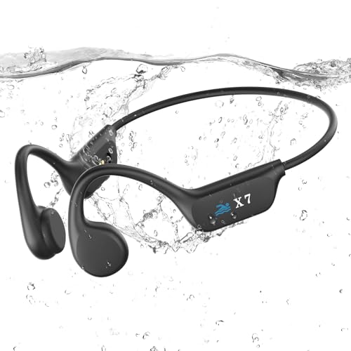 Swimming Headphones Underwater, Bone Conduction Headphones for Swimming, Bluetooth 5.4 Wireless Open Earphones with MP3 Mode 32GB Memory, IP68 Waterproof Swimming Headphone for Running, Surfing