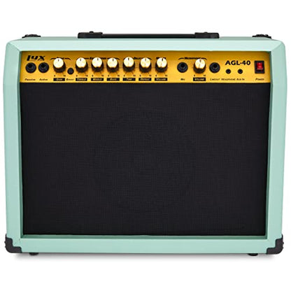 LyxPro 40 Watt Electric Guitar Amplifier | Solid State Studio Amp with 8” 4-Ohm Speaker, Custom EQ Controls, Drive, Delay, ¼” Passive/Active/Microphone Inputs, Aux in & Headphone Jack - Green - color: Green, size: 40 Watt