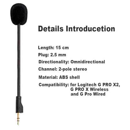 Replacement Gaming Microphone - Compatible with Logitech G PRO X2, G PRO X Wireless, and G Pro Wired Gaming Headsets, Detachable, Advanced Noise Cancellation
