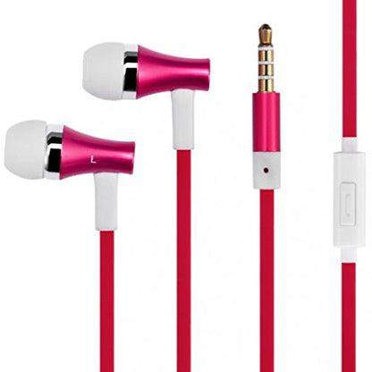 Premium Sound Red Earbuds Handsfree Earphones Mic Dual Metal Headphones Headset in-Ear Wired [3.5mm] for Amazon Fire HD 10, 8, Kindle DX, Fire, HD 6, 7, 8.9, HDX 7, 8.9
