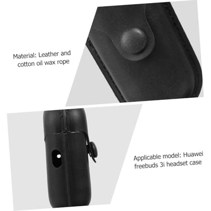 Kisangel Waterproof Earphone Holder Case for 3i, Dust-Proof Portable Earbuds Protective Cover in Crazy Horse Black for Travel and Outdoor Use