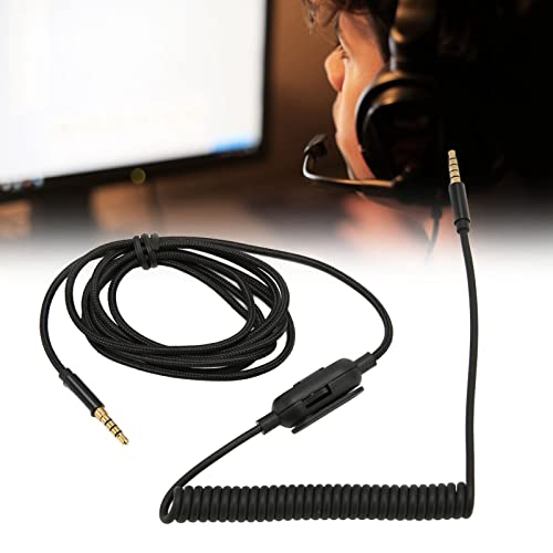 Replacement Headphone Cable Coiled Aux Cord for Astro A30 6.6ft Adjustable Volume Replacement Sound Spring Cable 3.5mm Plugs Upgrade Headphone Audio Cable Gold