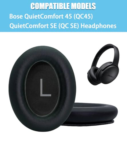 Replacement Ear Pads are Compatible with Bose QuietComfort 45 (QC45)/QuietComfort SE (QC SE) Headphones. Akkiv Earpads Cushions with Protein Leather and Memory Foam (Graphite Black) - color: graphite black