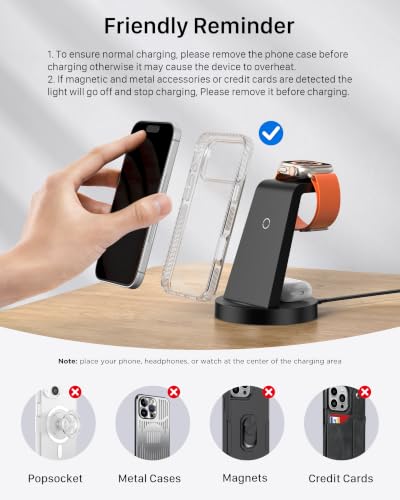 Anlmz 3 in 1 Charging Station for iPhone, Wireless Charger for iPhone 17 16e 16 15 14 13 12 11 X Pro Max & Apple Watch - Wireless Charging Station for AirPods 4 3 Pro - color: Black