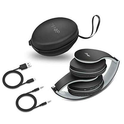 ZIHNIC Bluetooth Headphones Over-Ear, Foldable Wireless and Wired Stereo Headset Micro SD/TF, FM for Cell Phone,PC,Soft Earmuffs &Light Weight for Prolonged Wearing(Black/Gray) - color: Gray