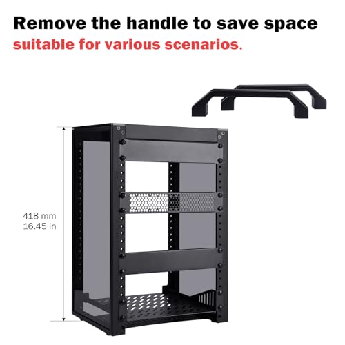 GeeekPi 8U Network Rack, 10 inch Mini Server Rack for Network, Servers, Audio, and Video Equipment, DeskPi RackMate T1, 7.87 inch Depth - color: Black