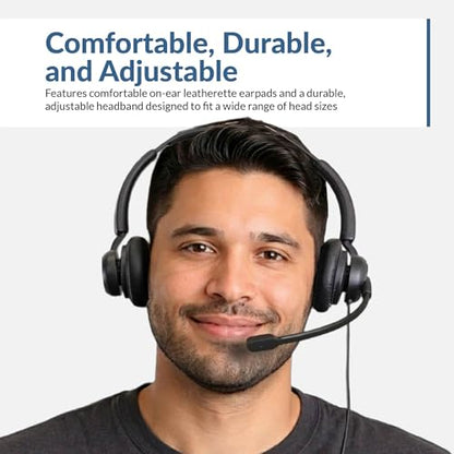 Cyber Acoustics USB-A Stereo Headset (AC-204USB), in-Line Controls, Adjustable Headband, Lightweight, Durable Construction, Leatherette Earpads, 8 ft Braided Cable - style: USB Stereo Headset