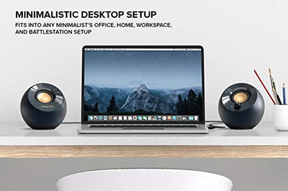 Creative Pebble V2, 2.0 USB Desktop Stereo Speakers for PC/Laptop, Black | 2.0 desktop speakers, USB-Powered, Compact, Stereo, Desktop Speakers, PC Audio, Minimal Design, Laptop Speakers, Black
