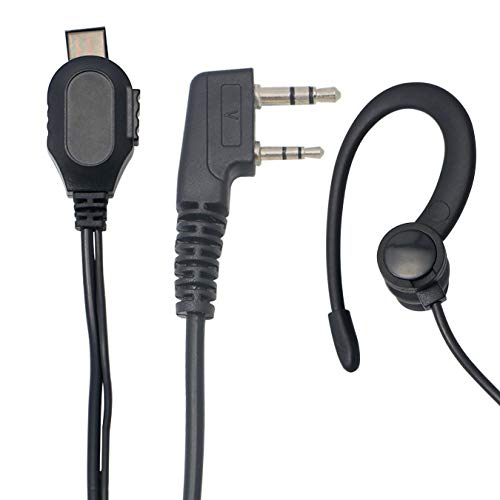 Walkie Talkie Earpiece 2 Pin C Shape Radio Headset, 2 Pack