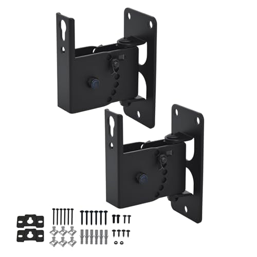 Speaker Wall Mount, Swivel and Tilt, Holds up to 30lbs，2 Packs | All Metal Wall Speaker Mount for Small Speakers，Easy DIY Assembly, DX-618 ,Black