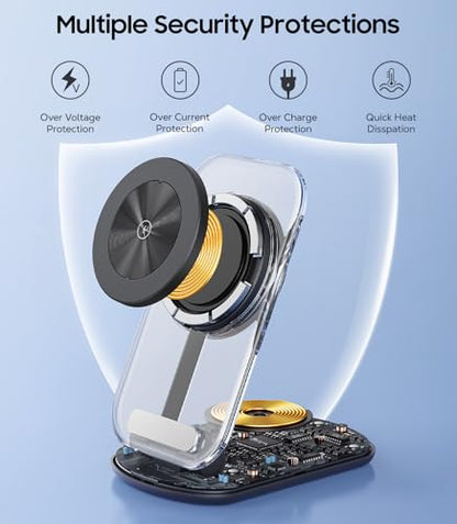 Meifigno 3 in 1 Foldable Wireless Charging Station for Samsung, Magnetic Charger Stand with On/Off Night Light for Galaxy S26/S25/Z Fold 7/Z Flip 7, Watch Charger for Galaxy Watch Ultra 8, for Buds
