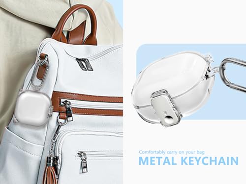 Inesore Case for Samsung Galaxy Buds FE/Buds 2/Pro/Live (Clear) | Safety Lock Design Prevents Loss, Clear Anti-Yellow PC Shell, 3-in-1 Cleaning Tool, Metal Clasp, Silicone Lanyard - color: A8-Clear+Bi