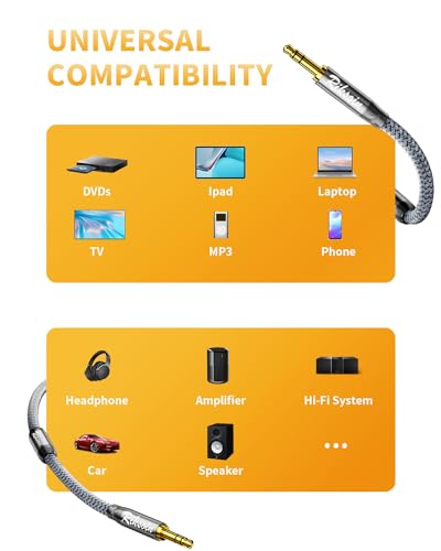 Aux Cord 16.4ft,3.5mm Audio Cable Male to Male Stereo with Magnetic Ring Supports[Hi-Fi,Shielded] 1/8 Inch Auxiliary Cable for Headphones Car Home Stereos Speakers - size: 16.4FT/5M