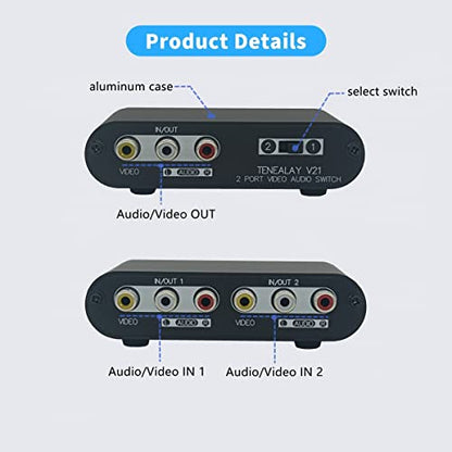 2-Way AV Switch RCA Switcher 2 in 1 Out Composite Video L/R Stereo Audio Selector Box for DVD STB Game Consoles -V21 - color: 2-Way audio/video switch
