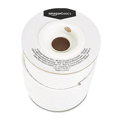 Amazon Basics 14-Gauge Audio Speaker Wire Cable, 200 Feet, 99.9% Oxygen-Free Copper for Clear Sound, Red and Black Color Coded, White - size: 200-Foot, style: 14-Gauge
