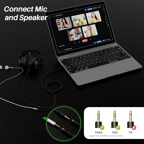 1/8inch Aux Headphone Splitter 2 Way Cable 6FT, 3.5mm 4-Pole Male to 2-Female Port Mic and Audio Stereo Y TRRS Adapter, Compatible with Headset Earphone PS4 Xbox PC Laptop MP3 players Phone Tablet - size: 6FT